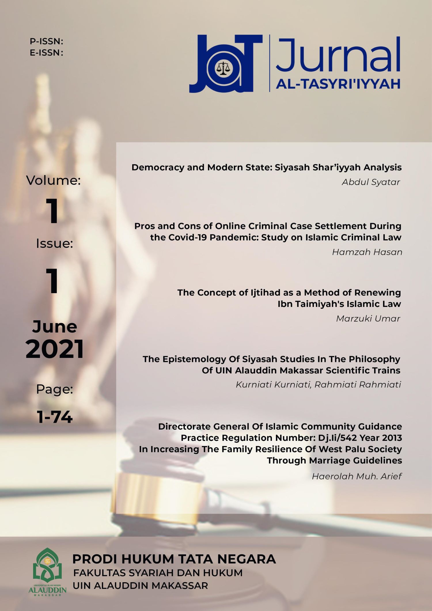 Jurnal Al Tasyri'iyyah