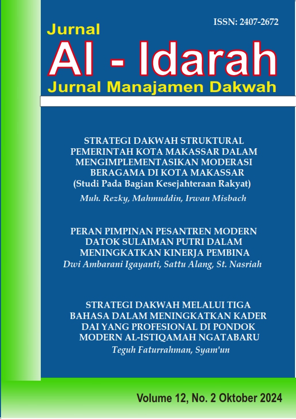 					Lihat Vol 12 No 2 (2024): Al-Idarah: Journal of Da'wah Management
				